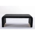 New Boucle Fabric Ottoman Footstool Bedroom Bench Shoe Bench With Gold Metal Legs