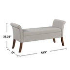 Velvet Upholstered Rolled Arms Storage Bench