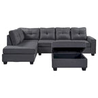 Reversible L-Shaped Sectional Sofa with Storage Ottoman
