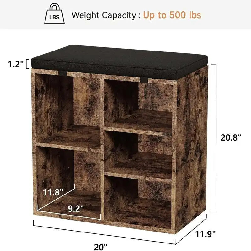 Shoe Bench Entryway with Storage - 11.9 D x 20 W x 20.8 H