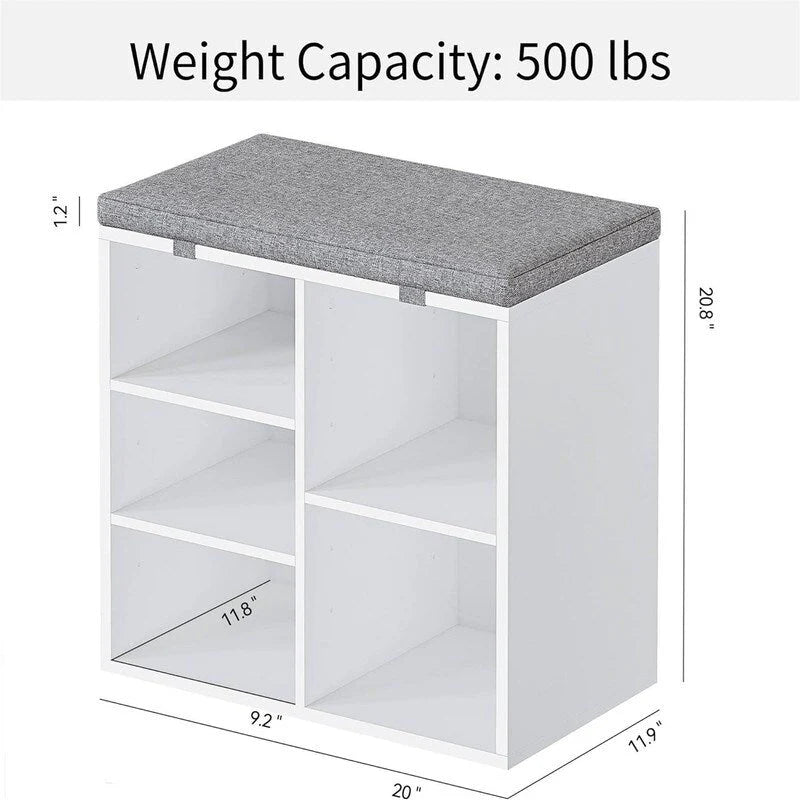 Shoe Bench Entryway with Storage - 11.9 D x 20 W x 20.8 H
