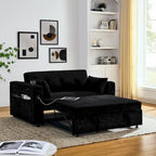 54  Pull-Out Sleeper Sofa Bed, 2 Seat Recliner Sofa Bed with Storage, Lumbar Pillow, USB Power Outlet