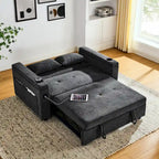 54  Pull-Out Sleeper Sofa Bed, 2 Seat Recliner Sofa Bed with Storage, Lumbar Pillow, USB Power Outlet