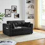 54  Pull-Out Sleeper Sofa Bed, 2 Seat Recliner Sofa Bed with Storage, Lumbar Pillow, USB Power Outlet