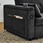 54  Pull-Out Sleeper Sofa Bed, 2 Seat Recliner Sofa Bed with Storage, Lumbar Pillow, USB Power Outlet