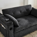 54  Pull-Out Sleeper Sofa Bed, 2 Seat Recliner Sofa Bed with Storage, Lumbar Pillow, USB Power Outlet