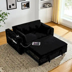 54  Pull-Out Sleeper Sofa Bed, 2 Seat Recliner Sofa Bed with Storage, Lumbar Pillow, USB Power Outlet