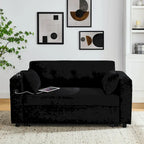 54  Pull-Out Sleeper Sofa Bed, 2 Seat Recliner Sofa Bed with Storage, Lumbar Pillow, USB Power Outlet