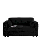 54  Pull-Out Sleeper Sofa Bed, 2 Seat Recliner Sofa Bed with Storage, Lumbar Pillow, USB Power Outlet