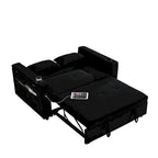 54  Pull-Out Sleeper Sofa Bed, 2 Seat Recliner Sofa Bed with Storage, Lumbar Pillow, USB Power Outlet
