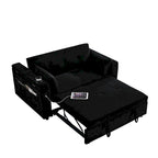 54  Pull-Out Sleeper Sofa Bed, 2 Seat Recliner Sofa Bed with Storage, Lumbar Pillow, USB Power Outlet