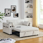 54  Pull-Out Sleeper Sofa Bed, 2 Seat Recliner Sofa Bed with Storage, Lumbar Pillow, USB Power Outlet