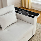 54  Pull-Out Sleeper Sofa Bed, 2 Seat Recliner Sofa Bed with Storage, Lumbar Pillow, USB Power Outlet