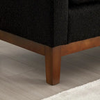 Upholstered Bench Wood Legs and Bolster Pillows