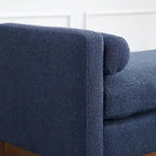 Upholstered Bench Wood Legs and Bolster Pillows
