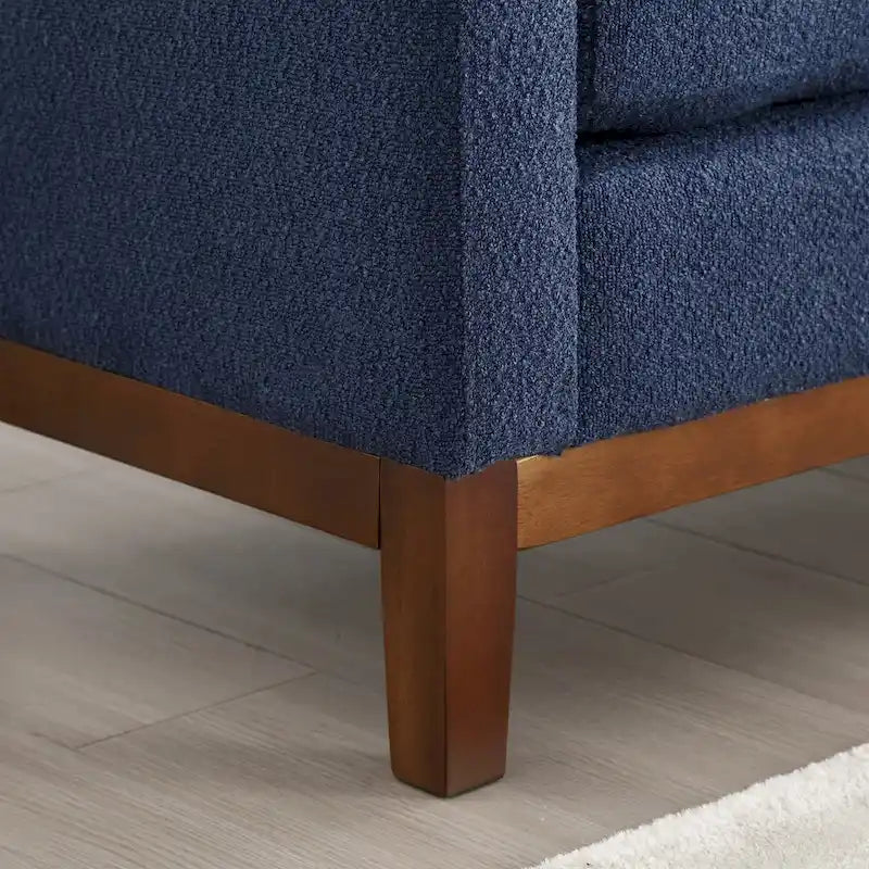 Upholstered Bench Wood Legs and Bolster Pillows