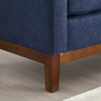 Upholstered Bench Wood Legs and Bolster Pillows