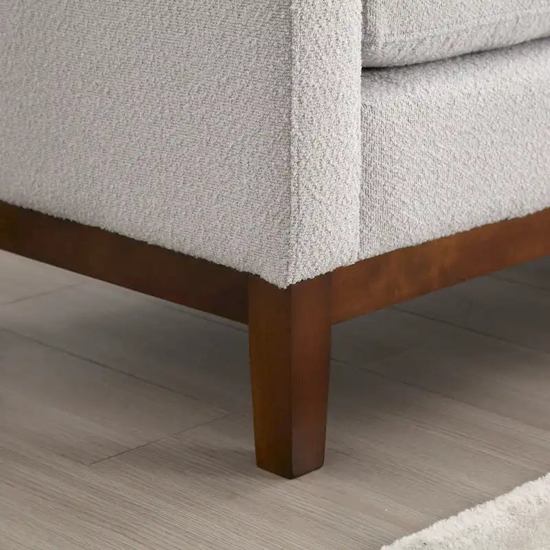 Upholstered Bench Wood Legs and Bolster Pillows