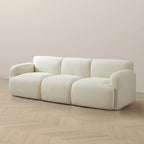Sunny Luxury Mid Century Modern Tufted Cream Boucle Couch