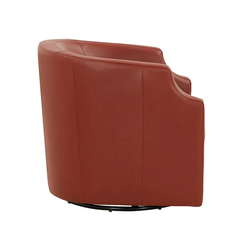 Everette Midnight Blue Top Grain Leather Swivel Glider Barrel Chair by Greyson Living