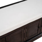 Storage Bench with 4 Doors and Adjustable Shelves, Shoe Bench with Removable Cushion for Living Room, Entryway