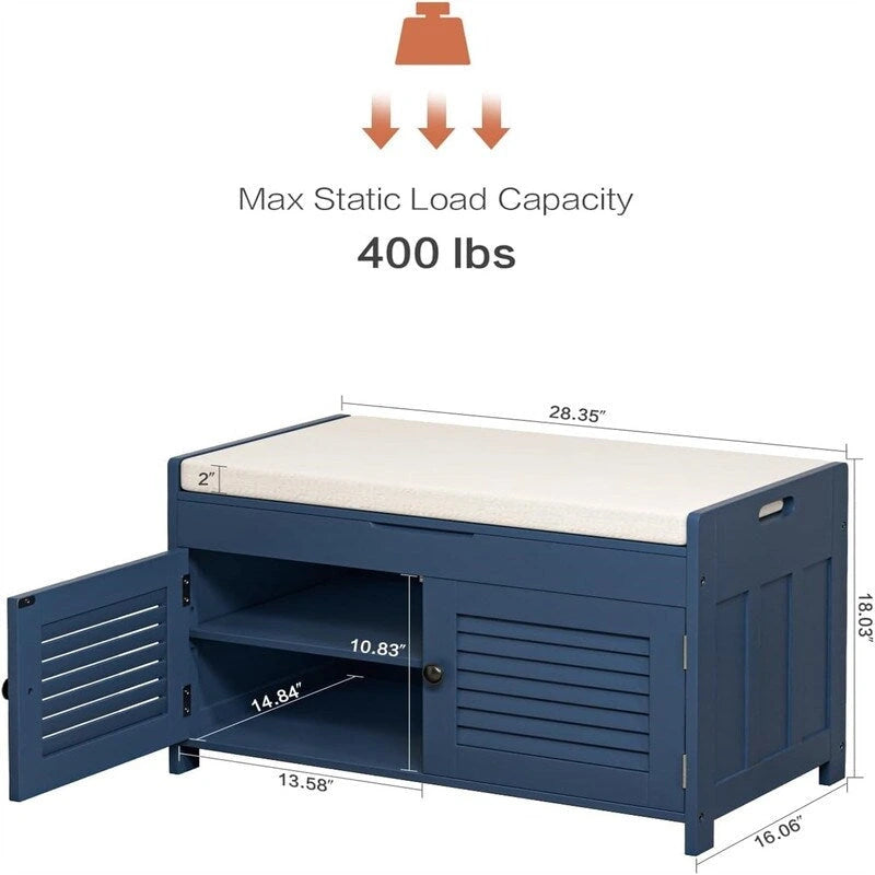 Shoe Storage Bench - 15.94 D x 28.35 W x 17.87 H