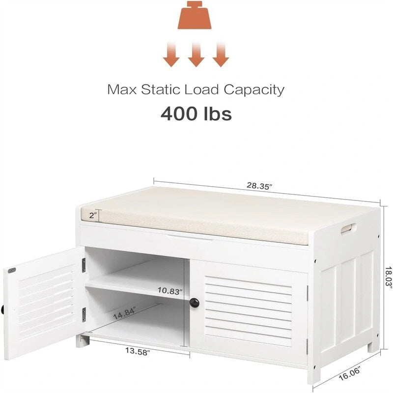 Shoe Storage Bench - 15.94 D x 28.35 W x 17.87 H