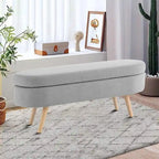 Modern Minimalist Linen Fabric Upholstered Storage Bench with Flip Top