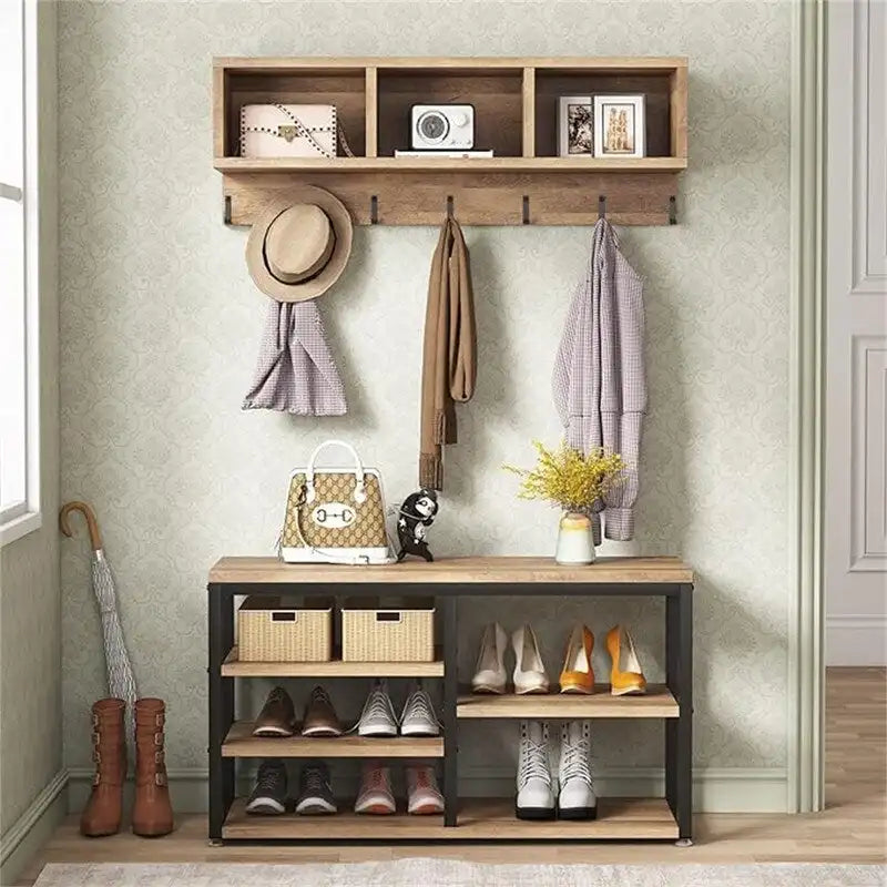 Shoe Bench 3 Storage Cubbies - 11.81 x 35.43 x 72