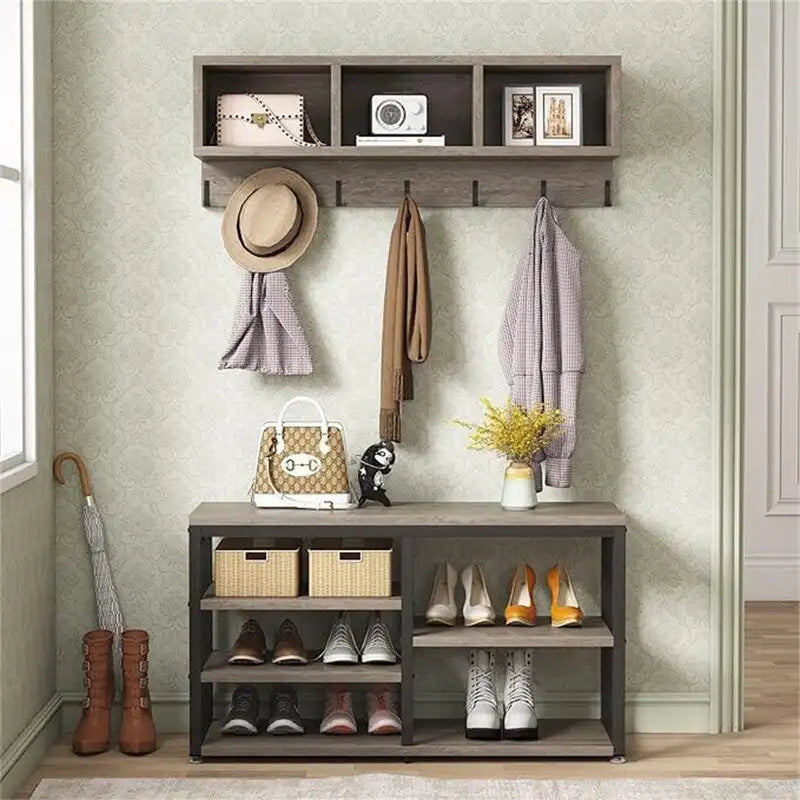 Shoe Bench 3 Storage Cubbies - 11.81 x 35.43 x 72