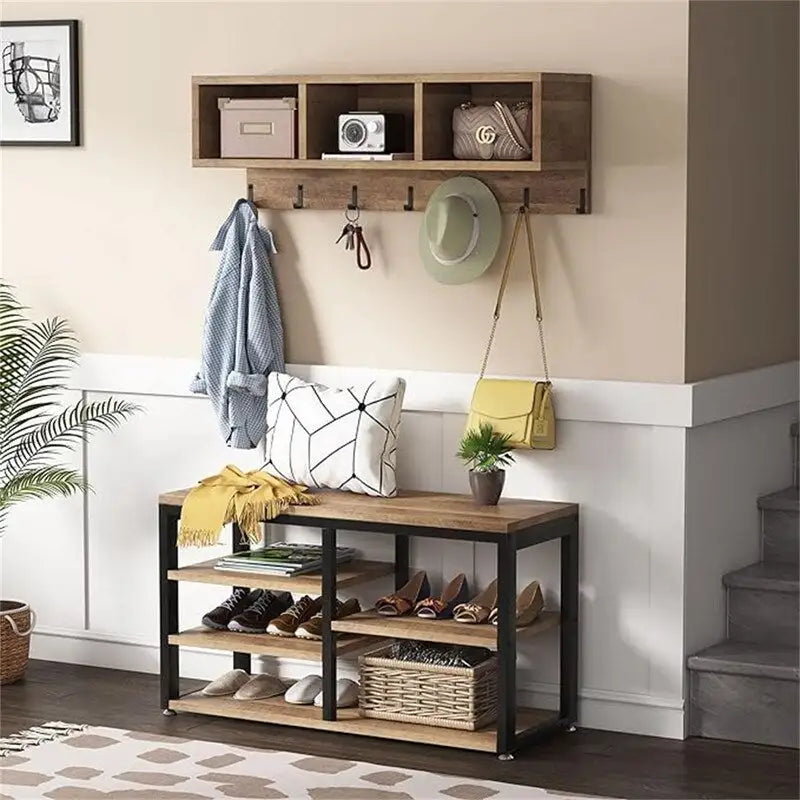 Shoe Bench 3 Storage Cubbies - 11.81 x 35.43 x 72