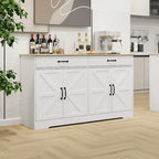 Large Farmhouse Buffet Cabinet Storage Sideboard with 2 Drawers and 4 Doors for Dining Living Room Kitchen Cupboard-White