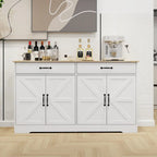 Large Farmhouse Buffet Cabinet Storage Sideboard with 2 Drawers and 4 Doors for Dining Living Room Kitchen Cupboard-White