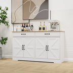 Large Farmhouse Buffet Cabinet Storage Sideboard with 2 Drawers and 4 Doors for Dining Living Room Kitchen Cupboard-White