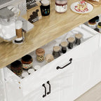 Large Farmhouse Buffet Cabinet Storage Sideboard with 2 Drawers and 4 Doors for Dining Living Room Kitchen Cupboard-White