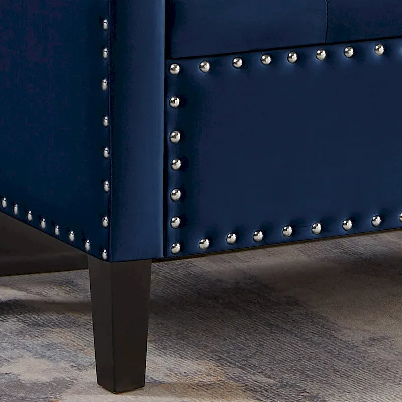 Upholstered Tufted Button Storage Bench with nails trim,Entryway Living Room Soft Padded Seat with Armrest,Bed Bench