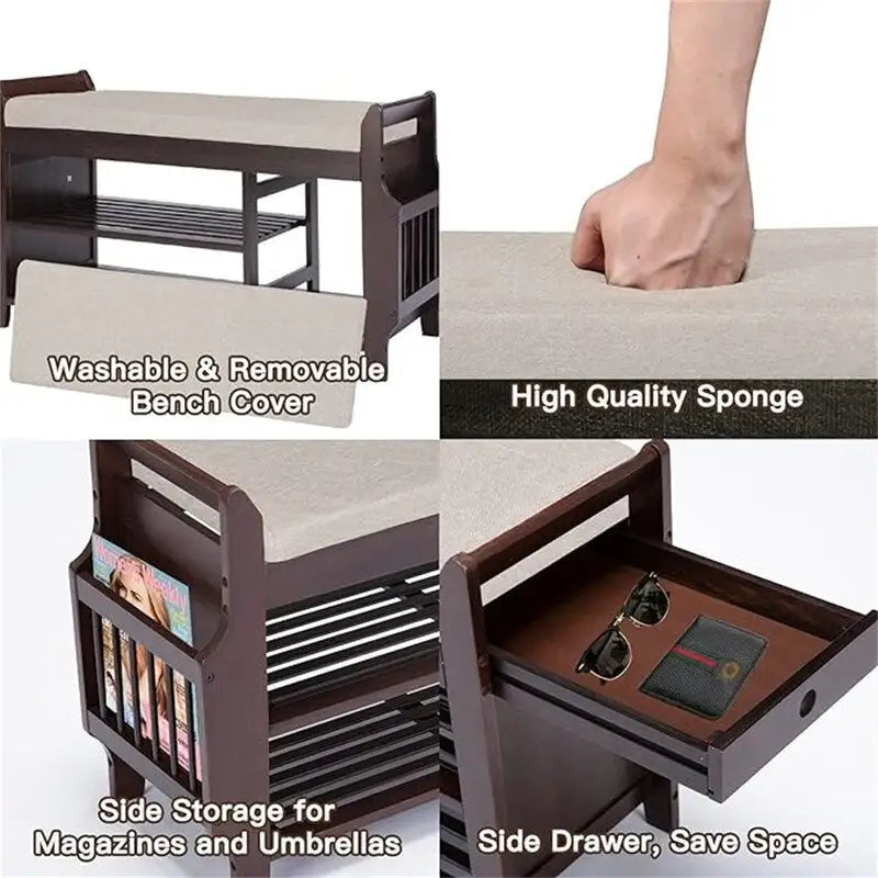 Shoe Rack Bench 2-Tier - 11.7 D x 39 W x 19.5 H