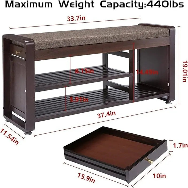 Shoe Rack Bench 2-Tier - 11.7 D x 39 W x 19.5 H