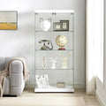 4-Tier Glass Display Cabinet, Double Door Glass Cabinet, Four Partitions, Two Locks, Floor Standing for Living Room and Office
