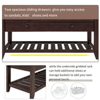 Shoe Rack with Cushioned Seat and Drawers, Multipurpose Entryway Storage Bench