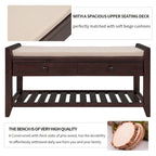 Shoe Rack with Cushioned Seat and Drawers, Multipurpose Entryway Storage Bench