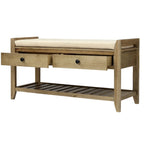 Shoe Rack with Cushioned Seat and Drawers, Multipurpose Entryway Storage Bench