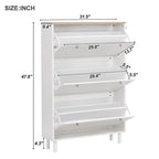 Shoe Cabinet with 3 Flip Drawers,Wood Grain Pattern with 3 Hooks,Free Standing Shoe Rack with Adjustable Panel
