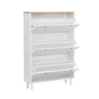 Shoe Cabinet with 3 Flip Drawers,Wood Grain Pattern with 3 Hooks,Free Standing Shoe Rack with Adjustable Panel