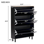 Shoe Cabinet with 3 Flip Drawers,Wood Grain Pattern with 3 Hooks,Free Standing Shoe Rack with Adjustable Panel