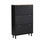 Shoe Cabinet with 3 Flip Drawers,Wood Grain Pattern with 3 Hooks,Free Standing Shoe Rack with Adjustable Panel