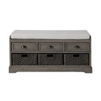 Wood Storage Bench with 3 Drawers and 3 Baskets