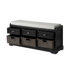 Wood Storage Bench with 3 Drawers and 3 Baskets