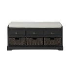 Wood Storage Bench with 3 Drawers and 3 Baskets