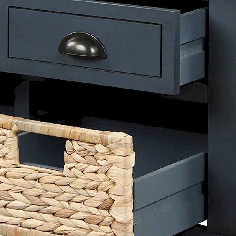 Classic Farmhouse Style Storage Bench with a Removable Linen Blend Seat Cushion